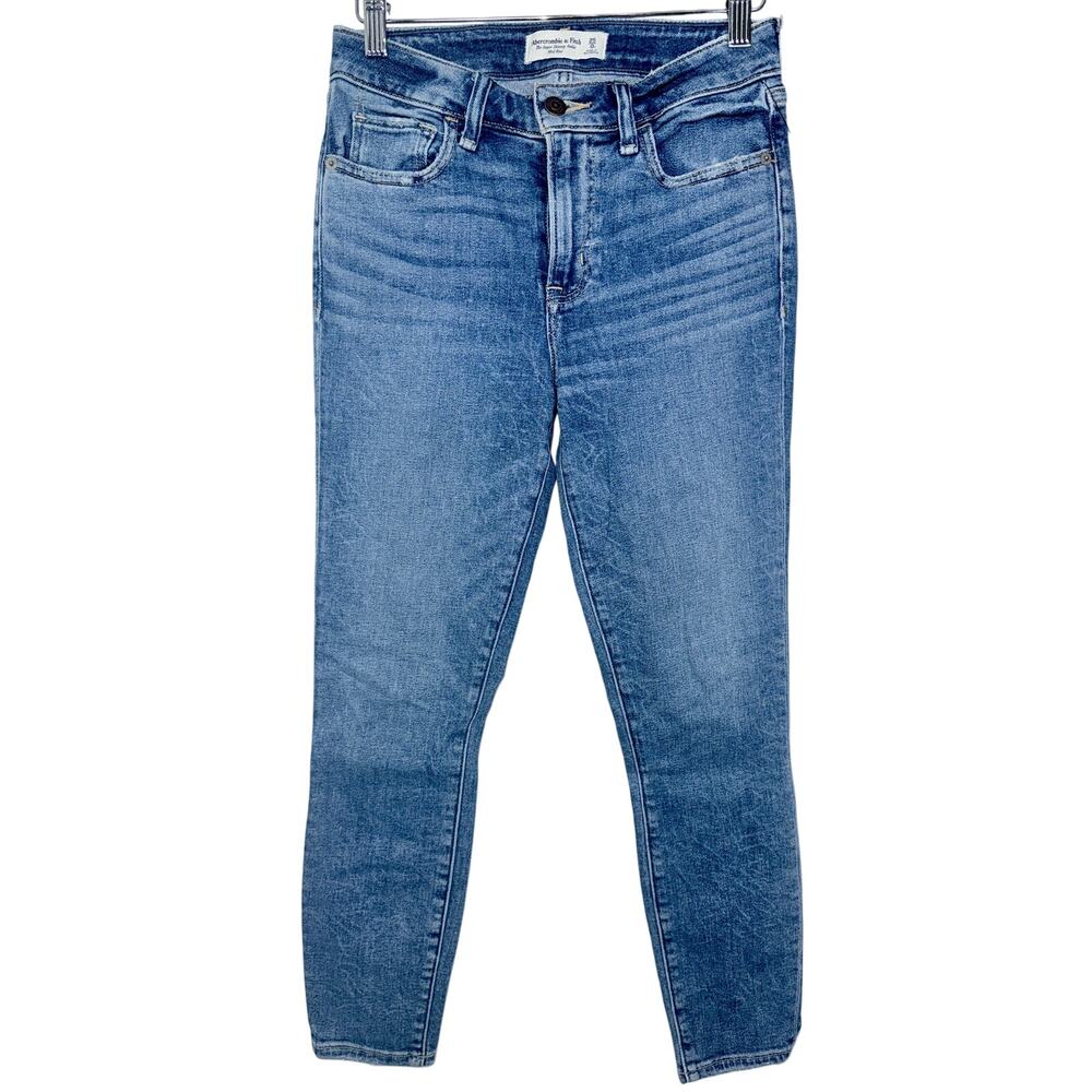 Abercrombie & Fitch The Super Skinny Ankle Mid Rise Blue Denim Jeans Size 25 0 S